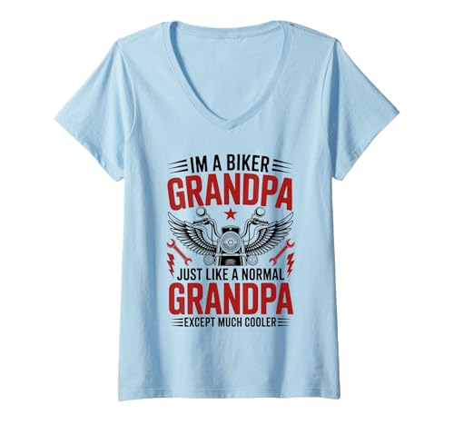Damen Ich Bin EIN Biker Opa Motorrad Lustiges Bike Motocross T-Shirt mit V-Ausschnitt Damen Ich Bin EIN Biker Opa Motorrad Lustiges Bike Motocross T-Shirt mit V-Ausschnitt von Grandpa Motorcycle Design Apparel
