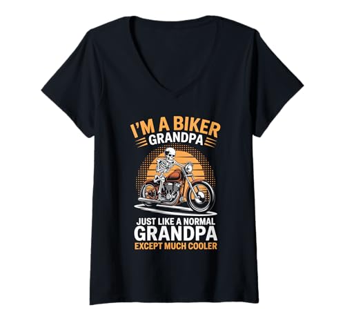 Damen Ich Bin EIN Biker Opa Motorrad Lustiges Bike Motocross T-Shirt mit V-Ausschnitt Damen Ich Bin EIN Biker Opa Motorrad Lustiges Bike Motocross T-Shirt mit V-Ausschnitt von Grandpa Motorcycle Design Apparel