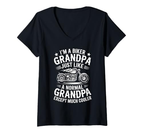 Damen Ich Bin EIN Biker Opa Motorrad Lustiges Bike Motocross T-Shirt mit V-Ausschnitt Damen Ich Bin EIN Biker Opa Motorrad Lustiges Bike Motocross T-Shirt mit V-Ausschnitt von Grandpa Motorcycle Design Apparel