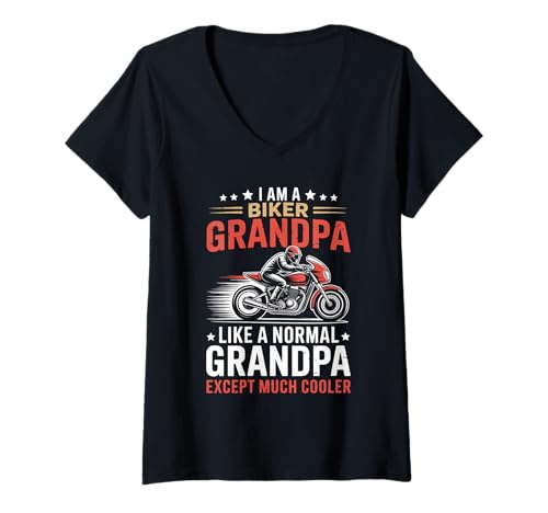 Damen Ich Bin EIN Biker Opa Motorrad Lustiges Bike Motocross T-Shirt mit V-Ausschnitt Damen Ich Bin EIN Biker Opa Motorrad Lustiges Bike Motocross T-Shirt mit V-Ausschnitt von Grandpa Motorcycle Design Apparel