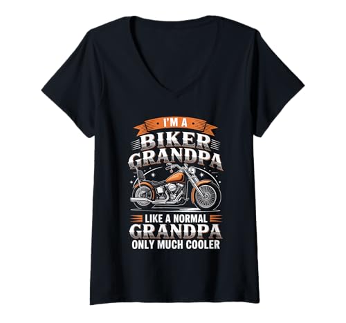 Damen Ich Bin EIN Biker Opa Motorrad Lustiges Bike Motocross T-Shirt mit V-Ausschnitt Damen Ich Bin EIN Biker Opa Motorrad Lustiges Bike Motocross T-Shirt mit V-Ausschnitt von Grandpa Motorcycle Design Apparel