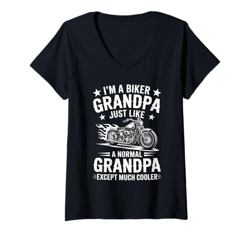 Damen Ich Bin EIN Biker Opa Motorrad Lustiges Bike Motocross T-Shirt mit V-Ausschnitt Damen Ich Bin EIN Biker Opa Motorrad Lustiges Bike Motocross T-Shirt mit V-Ausschnitt von Grandpa Motorcycle Design Apparel