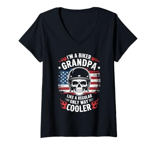 Damen Ich Bin EIN Biker Opa Motorrad Lustiges Bike Motocross T-Shirt mit V-Ausschnitt Damen Ich Bin EIN Biker Opa Motorrad Lustiges Bike Motocross T-Shirt mit V-Ausschnitt von Grandpa Motorcycle Design Apparel