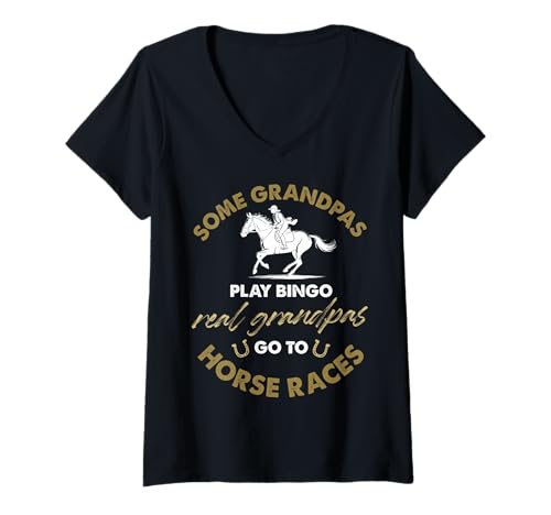 Damen Pferderennen-Design von Real Grandpas T-Shirt mit V-Ausschnitt Damen Pferderennen-Design von Real Grandpas T-Shirt mit V-Ausschnitt von Grandpa Racing Enthusiasts