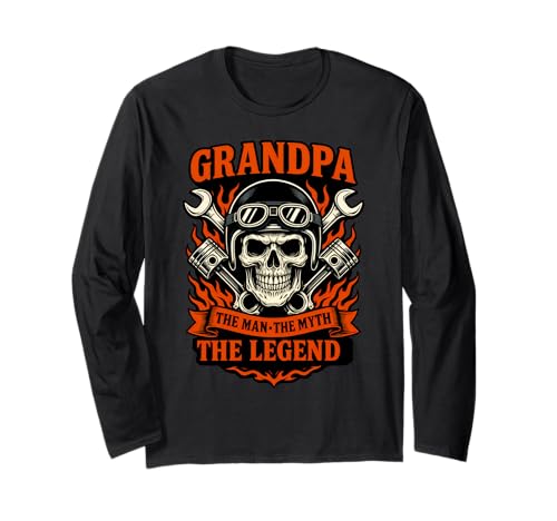 Grandpa The Man The Myth The Legend Zitat für Opa Motorräder Langarmshirt von Grandpa The Man The Myth Shop