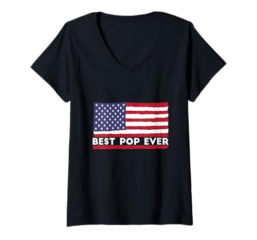 Damen Best Pop Ever Amerikanische Flagge Vintage Vatertag Männer T-Shirt mit V-Ausschnitt Damen Best Pop Ever Amerikanische Flagge Vintage Vatertag Männer T-Shirt mit V-Ausschnitt von Grandpa's Amazing Father's Day Gift Store
