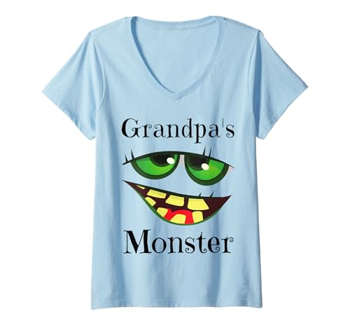 Damen Opas Monster Halloween Jungen Mädchen Lustiges Kostüm Kinder T-Shirt mit V-Ausschnitt Damen Opas Monster Halloween Jungen Mädchen Lustiges Kostüm Kinder T-Shirt mit V-Ausschnitt von Grandpa's Monster Halloween Boys Girls Funny Gifts