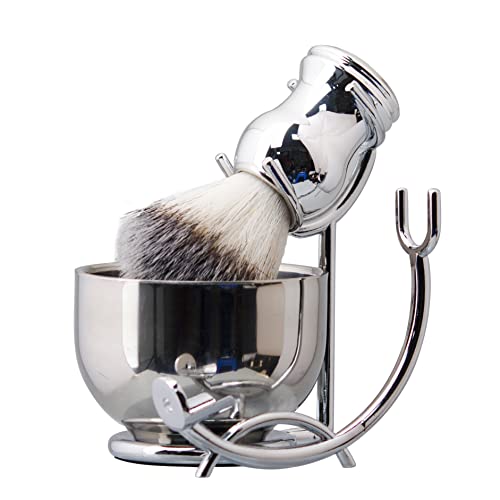 Grandslam Premium Rasierpinsel-Set, 3 in 1 Rasierpinsel für Herren, Ständer und Schale aus Edelstahl, traditionelles Nassrasur-Set, manuelles Bart-Set für Männer Grandslam Premium Rasierpinsel-Set, 3 in 1 Rasierpinsel für Herren, Ständer und Schale aus Edelstahl, traditionelles Nassrasur-Set, manuelles Bart-Set für Männer von Grandslam