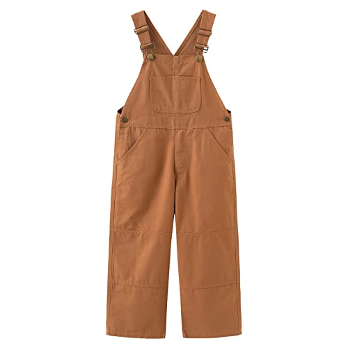 GRANDWISH Jungen Canvas Latzhose Kinder Jeans Overall Größe 6-10, Braun, 8 von Grandwish