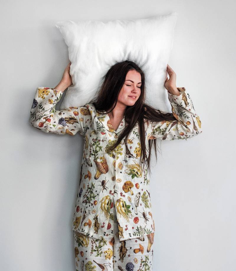 Pilz Leinen Pyjama Set - Damen Loungewear Pj Hose Und Top Waldnachtwäsche Teenager Mädchen Nachtkleid von GrannetHome