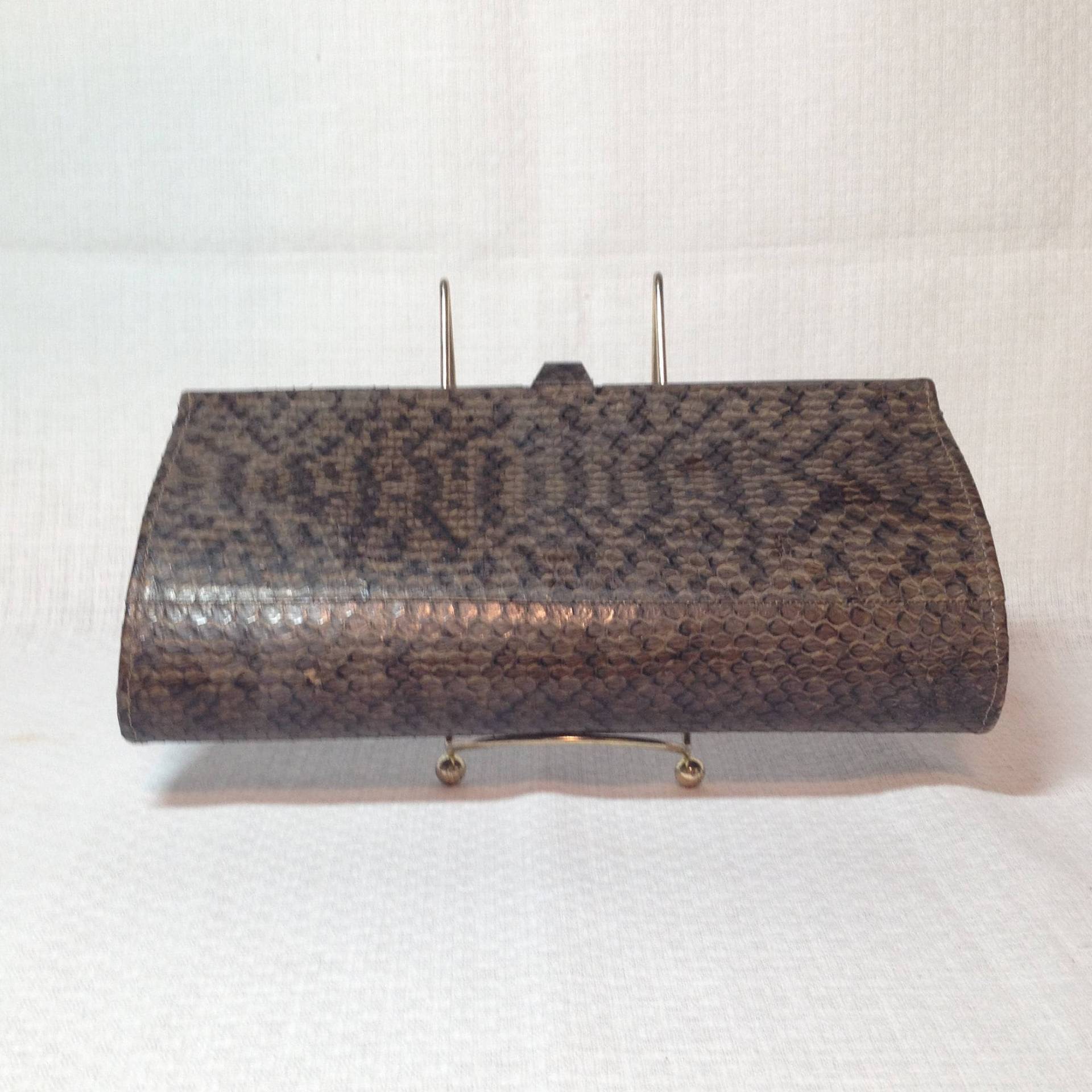 Vintage Braun Schlangenleder Clutch Geldbörse Vintage Braun Schlangenleder Clutch Geldbörse von GrannyBsTreasures