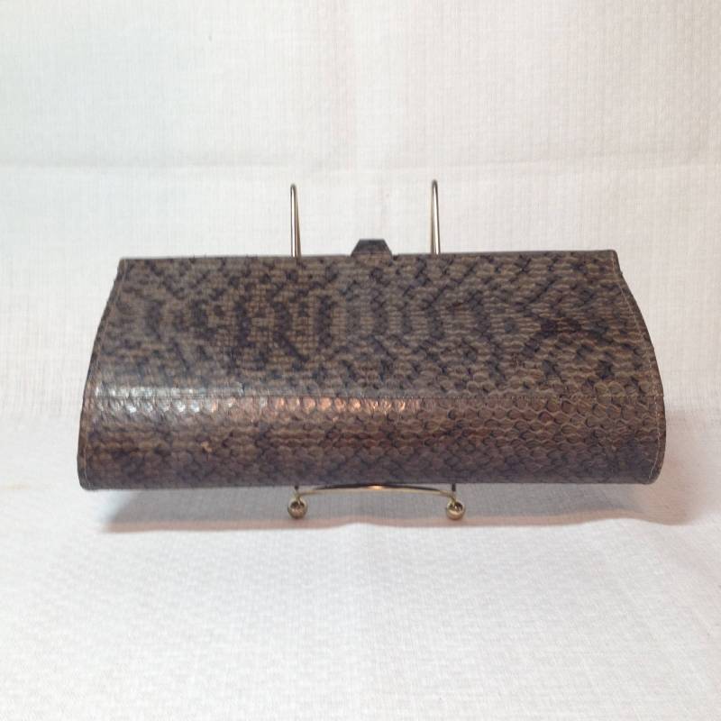 Vintage Braun Schlangenleder Clutch Geldbörse von GrannyBsTreasures
