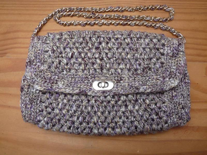 Gehäkelte Tweed Umhängetasche Handgemachte Baumwolle Acryl, Kettengurt von GrannyMadeaBag