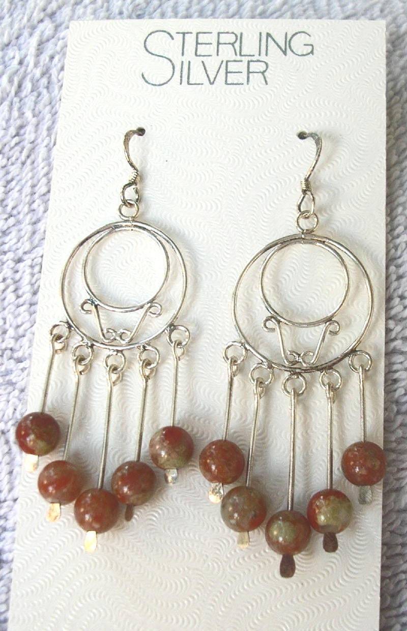 sterling Silber & Rhodnite Ohrstecker, Baumeln Drop Lager #185 von GrannyjosPlace