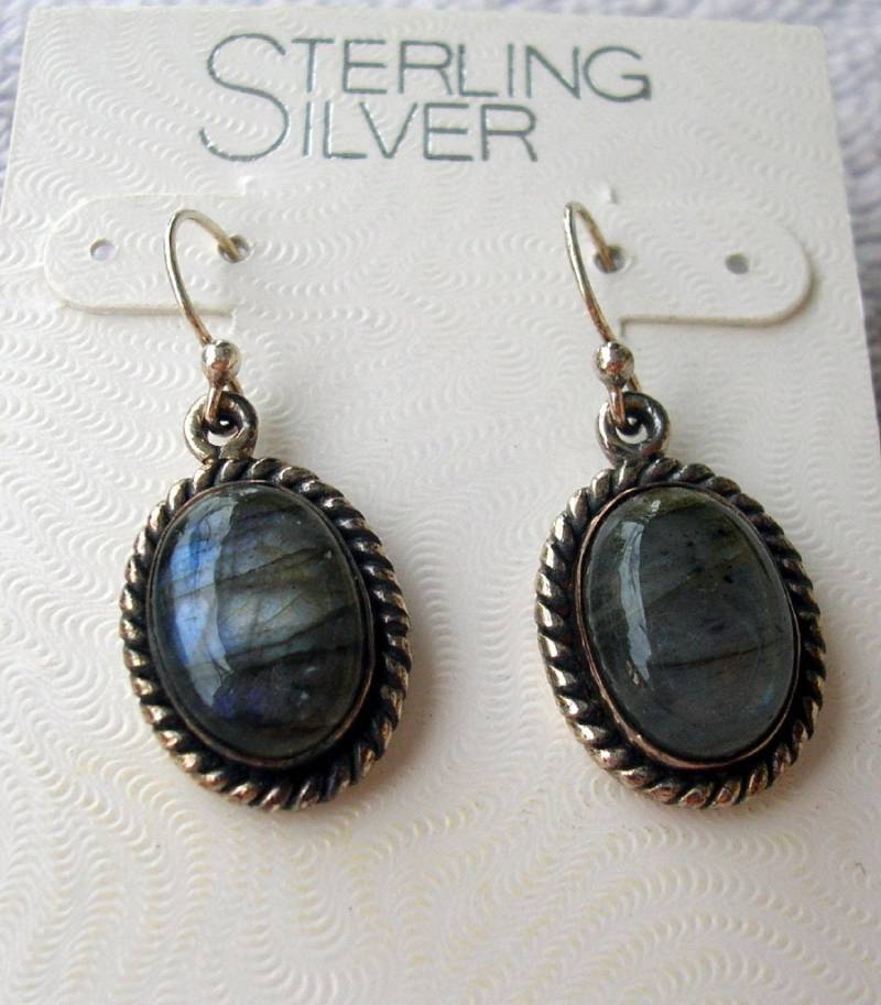sterlingsilber 9, 25 Blau Labradorit Pierce Ohrring, Baumeln Lager #164 von GrannyjosPlace