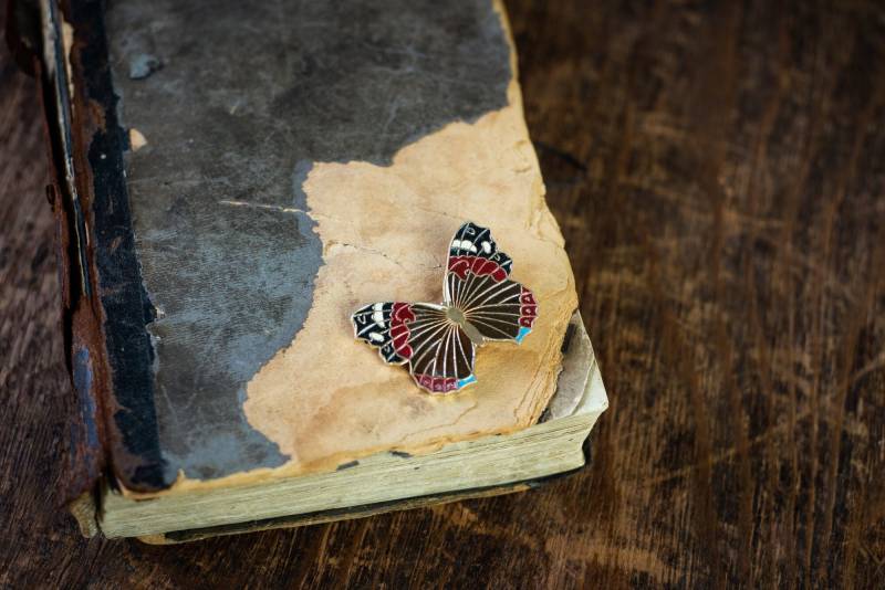 Vintage Schmetterling Schmetterling, Retro Brosche, Antike Schalstifte, Kleine Rucksack Pin von Grannysbox