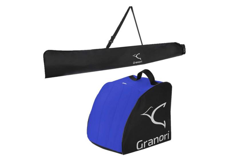 Granori Skitasche Rolltop Skisack + Skischuhtasche für 1 Paar Skischuhe & Ski (Kombi-Set), 150 bis 195 cm Länge (Größe variabel einstellbar) von Granori