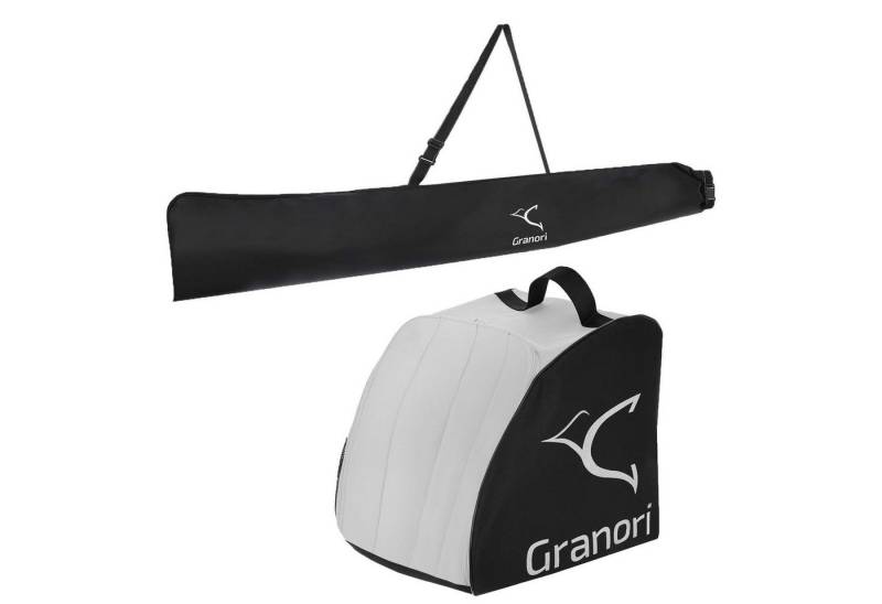 Granori Skitasche Rolltop Skisack + Skischuhtasche für 1 Paar Skischuhe & Ski (Kombi-Set), 150 bis 195 cm Länge (Größe variabel einstellbar) von Granori