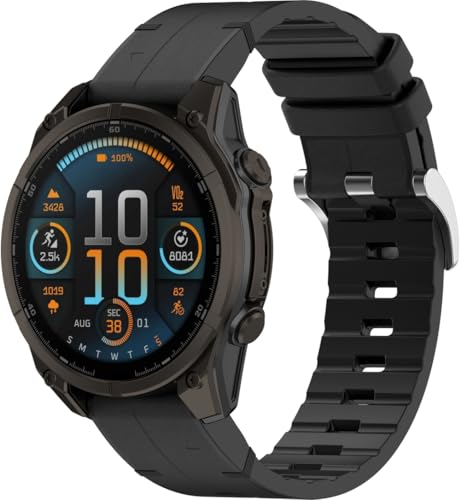 Gransho Silikon Uhrenarmband kompatibel mit Garmin Descent MK3 43mm / Fenix 8 43MM / Instinct E 40mm / EPIX Pro 42mm / Fenix 5S Plus, Ersatzarmband Sportarmband Uhr Zubehör NO250810 (Black) von Gransho