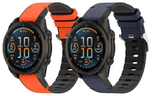Gransho Silikon Uhrenarmband kompatibel mit Garmin Descent MK3 43mm / Fenix 8 43MM / Instinct E 40mm / EPIX Pro 42mm / Fenix 5S Plus, Ersatzarmband Sportarmband Uhr Zubehör NO250810 (E [Pack of 2]) von Gransho