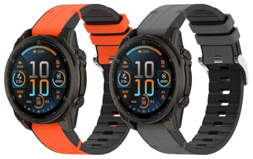 Gransho Silikon Uhrenarmband kompatibel mit Garmin Descent MK3 43mm / Fenix 8 43MM / Instinct E 40mm / EPIX Pro 42mm / Fenix 5S Plus, Ersatzarmband Sportarmband Uhr Zubehör NO250810 (F [Pack of 2]) von Gransho