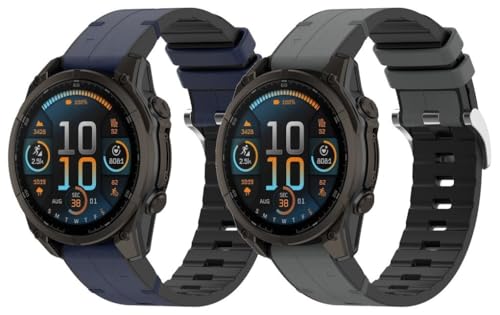 Gransho Silikon Uhrenarmband kompatibel mit Garmin Descent MK3 43mm / Fenix 8 43MM / Instinct E 40mm / EPIX Pro 42mm / Fenix 5S Plus, Ersatzarmband Sportarmband Uhr Zubehör NO250810 (H [Pack of 2]) von Gransho