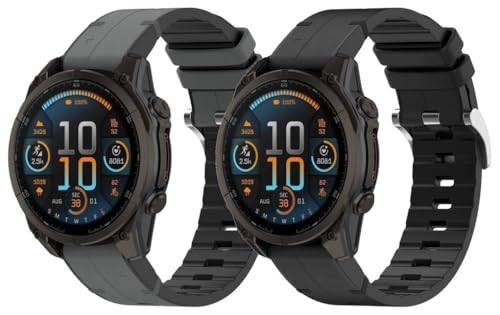 Gransho Silikon Uhrenarmband kompatibel mit Garmin Descent MK3 43mm / Fenix 8 43MM / Instinct E 40mm / EPIX Pro 42mm / Fenix 5S Plus, Ersatzarmband Sportarmband Uhr Zubehör NO250810 (J [Pack of 2]) von Gransho