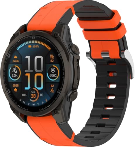 Gransho Silikon Uhrenarmband kompatibel mit Garmin Descent MK3 43mm / Fenix 8 43MM / Instinct E 40mm / EPIX Pro 42mm / Fenix 5S Plus, Ersatzarmband Sportarmband Uhr Zubehör NO250810 (Orange) von Gransho