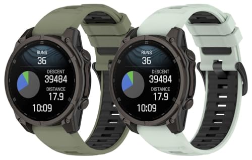 Gransho Silikon Uhrenarmband kompatibel mit Garmin Quatix7 pro/Fenix E 47MM / Tactix8 47mm / Tactix Charlie/Descent G1, Ersatzarmband Sportarmband Uhr Zubehör NO250917 (A [Pack of 2]) von Gransho