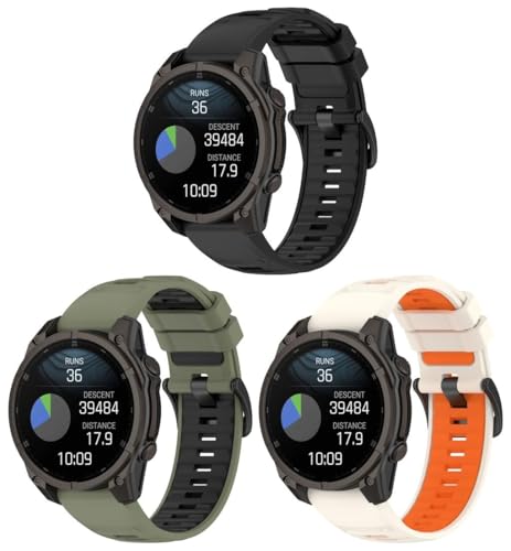 Gransho Silikon Uhrenarmband kompatibel mit Garmin Quatix7 pro/Fenix E 47MM / Tactix8 47mm / Tactix Charlie/Descent G1, Ersatzarmband Sportarmband Uhr Zubehör NO250917 (B [Pack of 3]) von Gransho