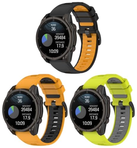 Gransho Silikon Uhrenarmband kompatibel mit Garmin Quatix7 pro/Fenix E 47MM / Tactix8 47mm / Tactix Charlie/Descent G1, Ersatzarmband Sportarmband Uhr Zubehör NO250917 (E [Pack of 3]) von Gransho