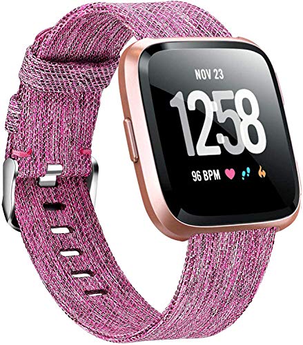 Gransho Uhrenarmband kompatibel mit Fitbit Versa 2 / Versa 2 SE/Versa Lite/Versa smartwatch, Stoff Leinen Uhrenarmband Uhr Ersatzband (Pattern 5) von Gransho