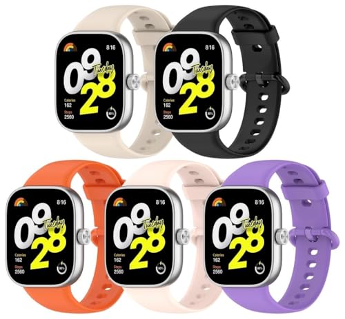 Gransho kompatibel mit Redmi Watch5 eSIM/Watch 5 / Watch4 Uhrenarmbänder Soft TPU Classic Ersatz NO250909 (F [Pack of 5]) von Gransho