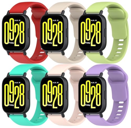 Gransho kompatibel mit Xiaomi Redmi Watch 5 Lite/Redmi Watch5 Active Armband, Silikon Uhrenarmband Sportarmband NO250827 (E [Pack of 6]) von Gransho