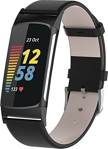 Quick release watch straps compatible with Fitbit Charge 5 – leather straps for men and women in an elegant style (Pattern 5) von Gransho