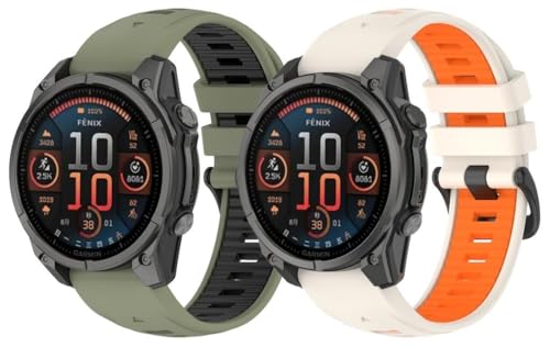 Silikon Uhrenarmbänder kompatibel mit Garmin Fenix 6S Pro/Instinct 2S / Fenix 8 43MM / Fenix 5S / Descent MK3i 43mm, Gebürstete Edelstahl Schnalle NO250701 (A [Pack of 2]) von Gransho