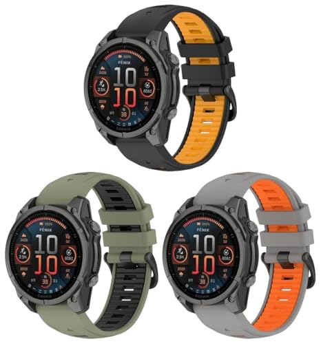 Silikon Uhrenarmbänder kompatibel mit Garmin Fenix 6S Pro/Instinct 2S / Fenix 8 43MM / Fenix 5S / Descent MK3i 43mm, Gebürstete Edelstahl Schnalle NO250701 (A [Pack of 3]) von Gransho