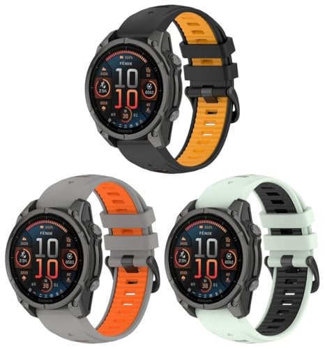 Silikon Uhrenarmbänder kompatibel mit Garmin Fenix 6S Pro/Instinct 2S / Fenix 8 43MM / Fenix 5S / Descent MK3i 43mm, Gebürstete Edelstahl Schnalle NO250701 (E [Pack of 3]) von Gransho