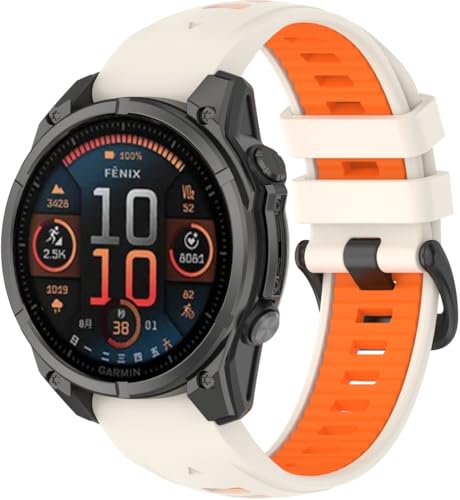 Silikon Uhrenarmbänder kompatibel mit Garmin Fenix 6S Pro/Instinct 2S / Fenix 8 43MM / Fenix 5S / Descent MK3i 43mm, Gebürstete Edelstahl Schnalle NO250701 (Pattern C) von Gransho