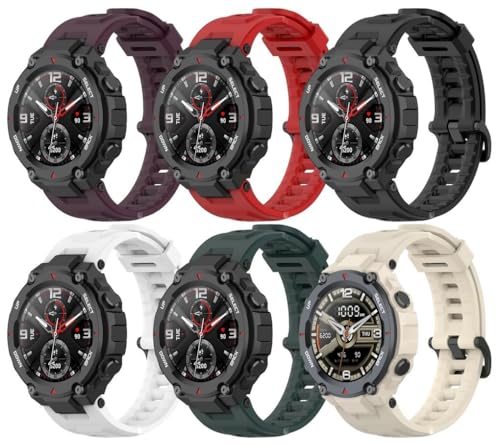 Silikon Uhrenarmband kompatibel mit Amazfit T-Rex, mit Schnellverschluss NO250804 (H [Pack of 6]) von Gransho