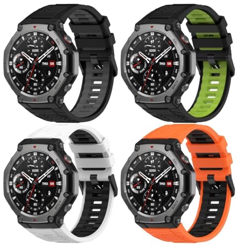 Silikon Uhrenarmband kompatibel mit Amazfit T-Rex 3, mit Schnellverschluss NO250816 (I [Pack of 4]) von Gransho