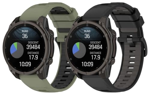 Silikon Uhrenarmband kompatibel mit Garmin Descent mk2 / Enduro/Fenix 5X / TACTIX 7 / Fenix 7X, mit Schnellverschluss NO250917 (B [Pack of 2]) von Gransho