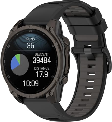 Silikon Uhrenarmband kompatibel mit Garmin Descent mk2 / Enduro/Fenix 5X / TACTIX 7 / Fenix 7X, mit Schnellverschluss NO250917 (Black Gray) von Gransho