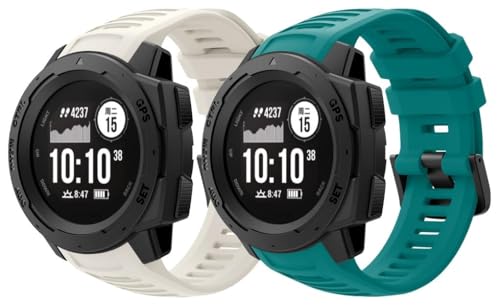 Silikon Uhrenarmband kompatibel mit Garmin Instinct/Instinct 2, mit Schnellverschluss NO250629 (A [Pack of 2]) von Gransho