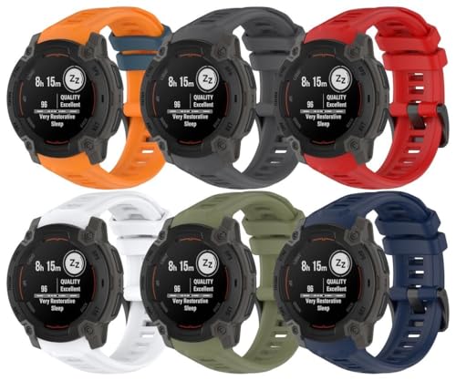Silikon Uhrenarmband kompatibel mit Garmin Instinct E 45mm, mit Schnellverschluss NO250818 (F [Pack of 6]) von Gransho