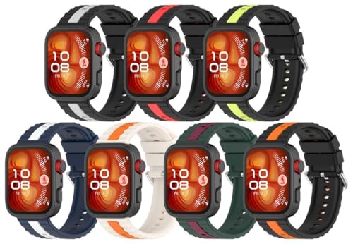 Silikon Uhrenarmband kompatibel mit Huawei Watch Fit4 / Fit 4 Pro / Fit3, mit Schnellverschluss NO250919 (B [Pack of 7]) von Gransho