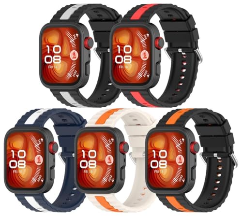 Silikon Uhrenarmband kompatibel mit Huawei Watch Fit4 / Fit 4 Pro / Fit3, mit Schnellverschluss NO250919 (C [Pack of 5]) von Gransho