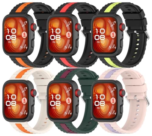 Silikon Uhrenarmband kompatibel mit Huawei Watch Fit4 / Fit 4 Pro / Fit3, mit Schnellverschluss NO250919 (H [Pack of 6]) von Gransho