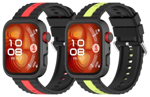 Silikon Uhrenarmband kompatibel mit Huawei Watch Fit4 / Fit 4 Pro / Fit3, mit Schnellverschluss NO250919 (J [Pack of 2]) von Gransho