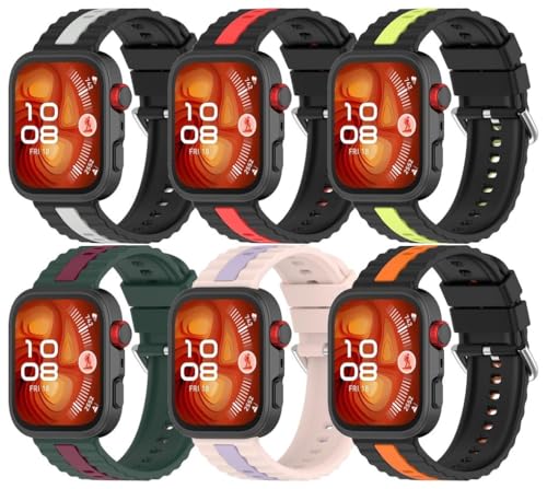 Silikon Uhrenarmband kompatibel mit Huawei Watch Fit4 / Fit 4 Pro / Fit3, mit Schnellverschluss NO250919 (J [Pack of 6]) von Gransho